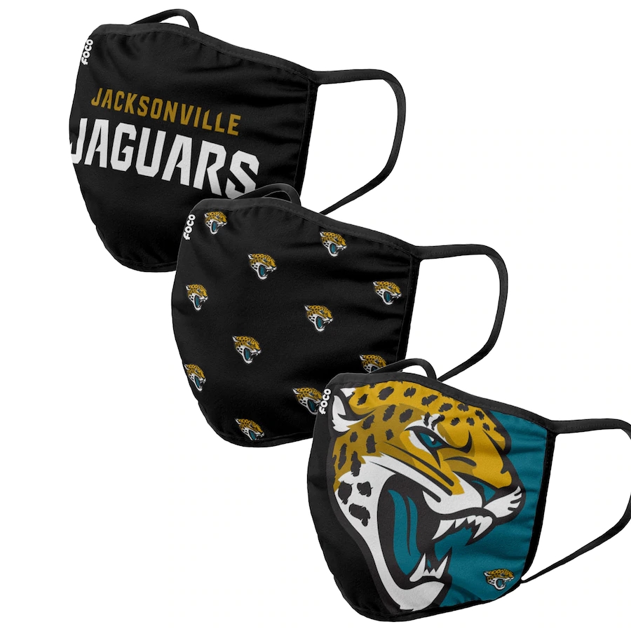  Jacksonville Jaguars Adult Face Covering 3-PackDust mask with filter->detroit lions->NFL Jersey